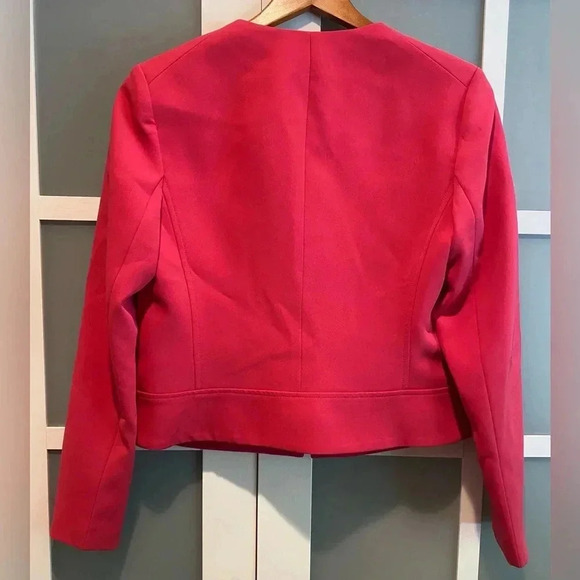 Anne Klein Zip Fully Lined Collarless CareerJacket Breton Red Women's 10 NWOT - Picture 5 of 8